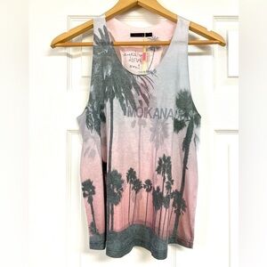NWT MOIKANA Tropical Palm smoked muscle tank beach resort women’s S lightweight